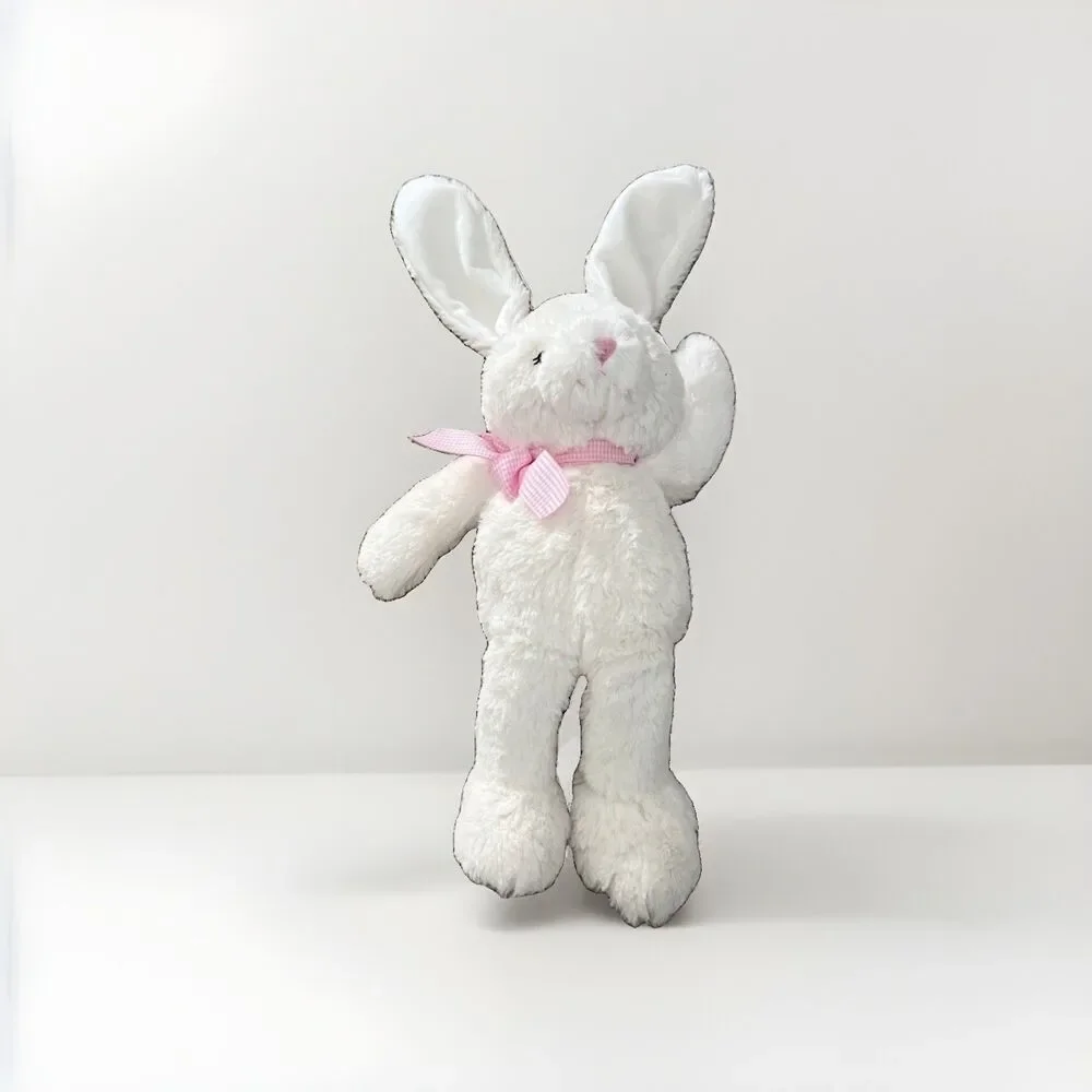 The Children’s Place 13” Plush Bunny Rabbit Ivory White Stuffed Animal Pink Bow